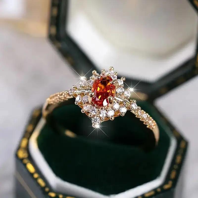 

A new fashionable brick rose gold zircon sparkling women s ring 10