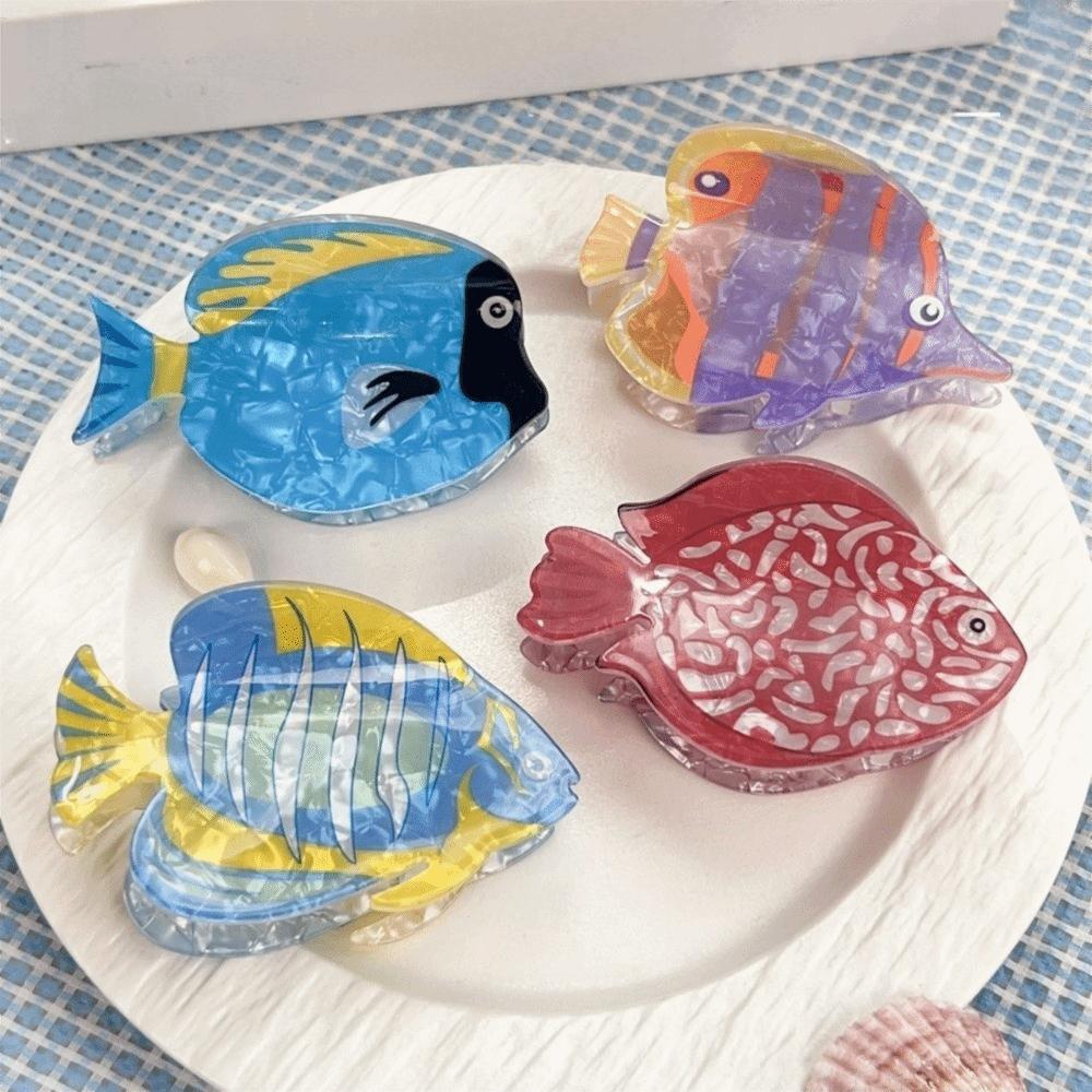 Tropical Fish Fish Hair Claw Cartoon Acrylic Hair Claw Creative Large Shark Clip  Daily