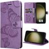 Case - Booling - for Samsung Galaxy S23 - Synthetic Leather - Butterfly Pattern - Purple