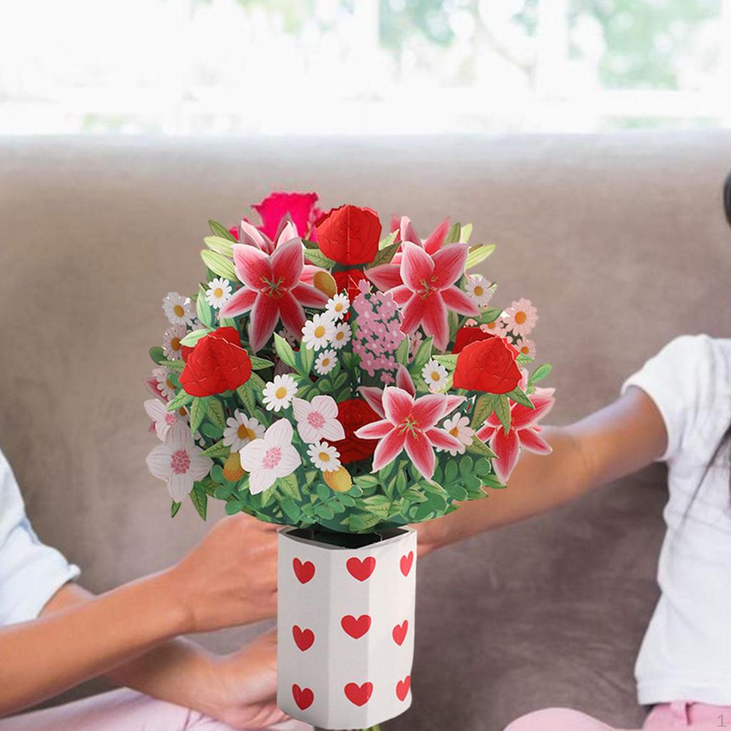 Muttertags-Geschenkgutschein 3D Grußpapier-Skulptur Bouquet für Jubiläum