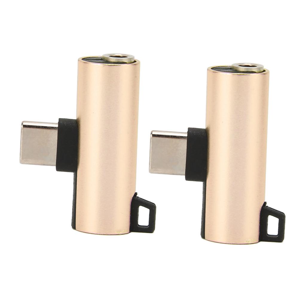 2Pcs USB C to 3.5mm o Adapter 2 in 1 Type C 3.5mm Listening Music While Charging Durable ABS