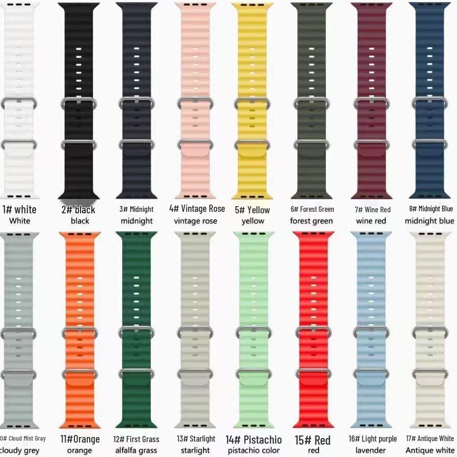 Compatibile con Cinturino in Silicone Apple Watch Serie 10, Cinturino Oceanico con Doppia Fibbia per Serie 9 e Modello Sportivo Ultra 11 Serie 2.