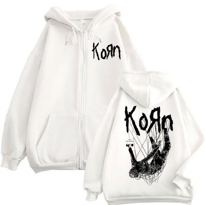 Rocková kapela Korn The Nothing Album Zip Hoodie Gothic Vintage Zip Svetry Muži Ženy Ležérní Módní Mikina Streetwear