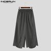 INCERUN Men Elastic Waist Irregular Layers Casual Loose Wide Leg Ankle Pants