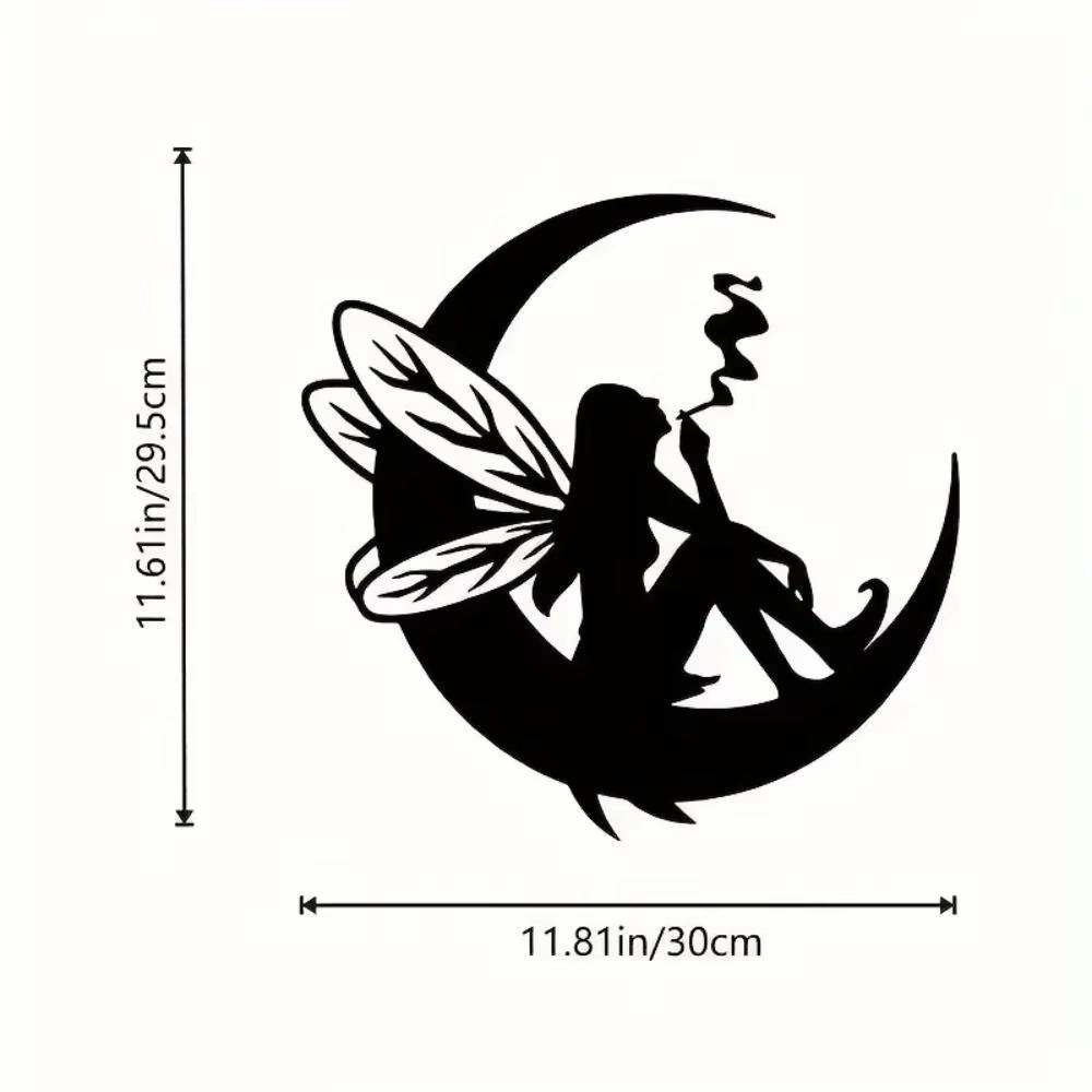 1pc Black Metal Fairy Wall Decor - Moon Phase Wall Art, Indoor/Outdoor Home Decor & Fairy Room Gift