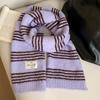 Korean High End Striped Wool Scarf for Women in Winter New Warm and Cold Proof Neck Shawl Knitted Scarf