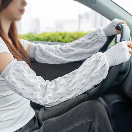 

Рукав для рук для чоловіків жінок Захист від сонця УФ Довгі рукавички з ребристим манжетом Охолоджувальний рукав для рук з крижаного шовку для вулиці Гольф Велоспорт Біг бежевий