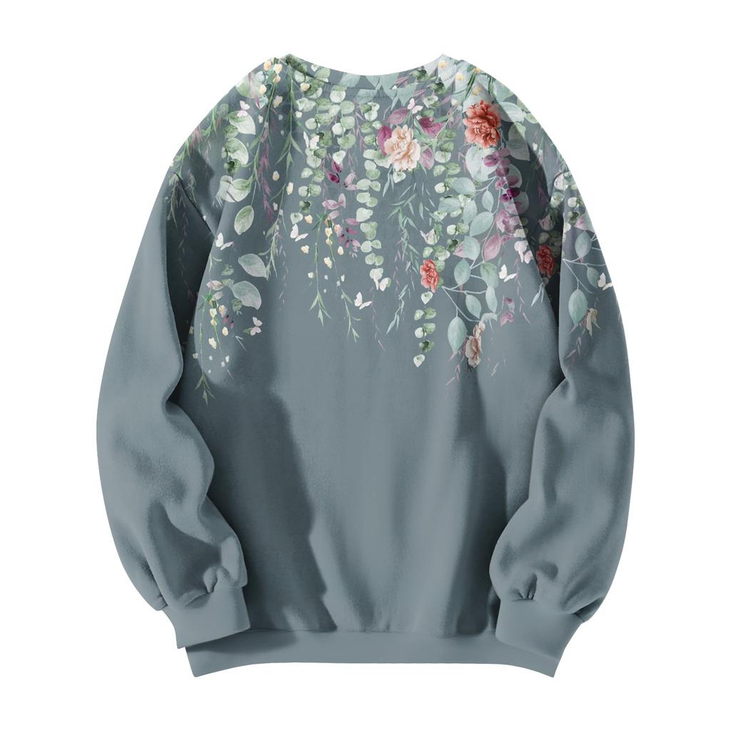 Women  Tops Women's Long Sleeve Sweatshirt Casual Crewneck Loose Fit Pollover Fleece Tops