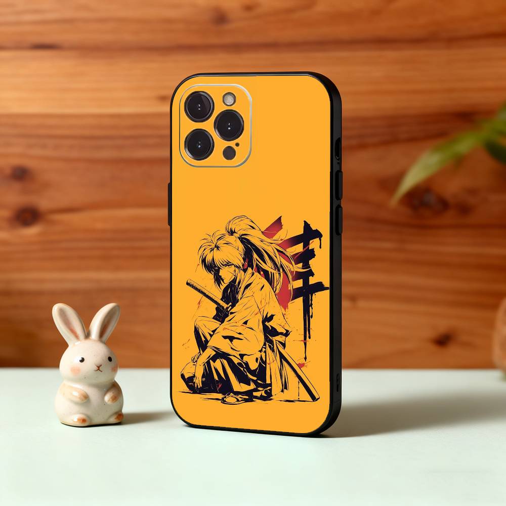 Anime R-Rurouni Kenshin Phone Case For iPhone17,16,15,14,13,12Plus,Pro Max,XS,5G Soft Silicone Black Cover