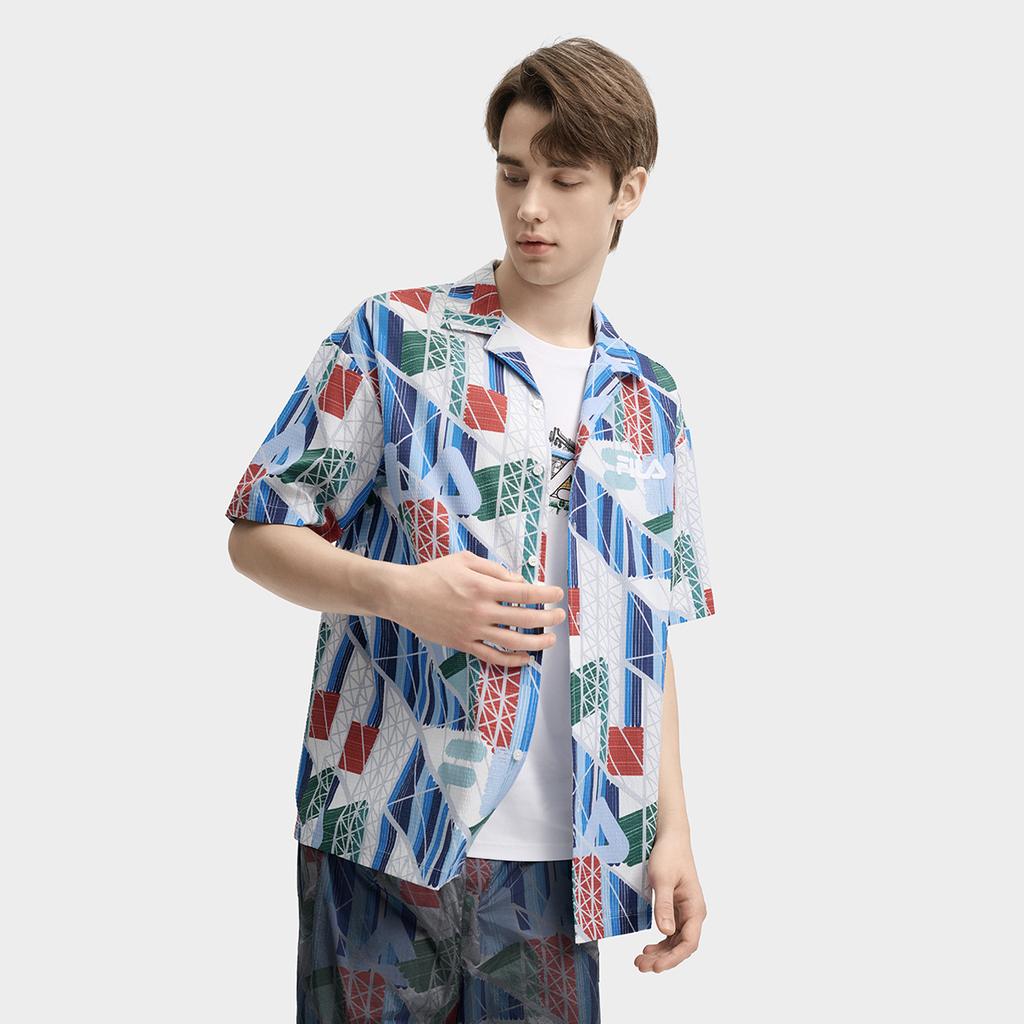 New FILA x PENGPIDUZHONGXINLIANMING Shirt Men's All Over Print F11M438402FZA
