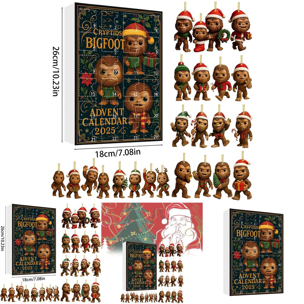 Weihnachts-Countdown Blind Box Bigfoot Anhänger mit Acrylmaterial für Weihnachtsgeschenke und Dekorationen