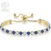 Edele 925 Sterling Zilveren Armband Ketting Luxe Kleur Kristal Hand Sieraden Voor Vrouwen Charme Bruiloft Cadeau Feest 18cm