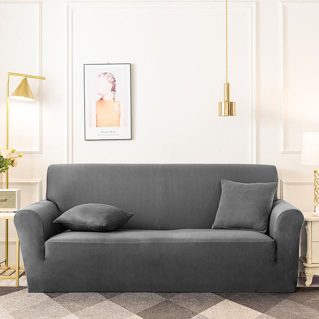 Funda de sofá de color liso diseñada para sala de estar Elástica Elástica Protector de silla Funda de sofá 1 /2 /3 /4 plazas Esquina en L Sofá Necesita comprar 2 uds