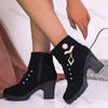 Fashion Women's High Heels Warm Cotton Boots Side Zipper Ankle Boots Fashion High Heels Ladies Casual Pumps Platform Heel Zapatos Mujer