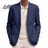 Polyester Single Button Coat Men Casual Blazer Notch Lapel Suit Jacket Structured Daily Wear Jacket Business for Wedding Office Layering Pieces