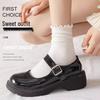 Women's White Frilly Lace Mid-Calf Loli Socks - Spring & Autumn Japanese Style