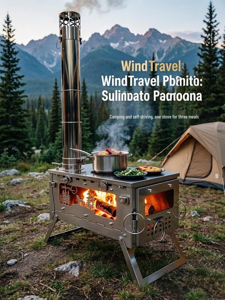 Foldable Stainless Steel Firewood Stove for Outdoor Camping and Hiking