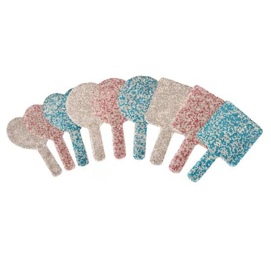 Glitter Rhinestone Makeup Mirror with Long Handle High Clarity Portable Women Vanity Mirror Round Love Heart Square Handheld Cosmetic Mirror