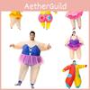 Inflatable Ballerina Clown Costume For Halloween Parties In Pink And Purple Colors