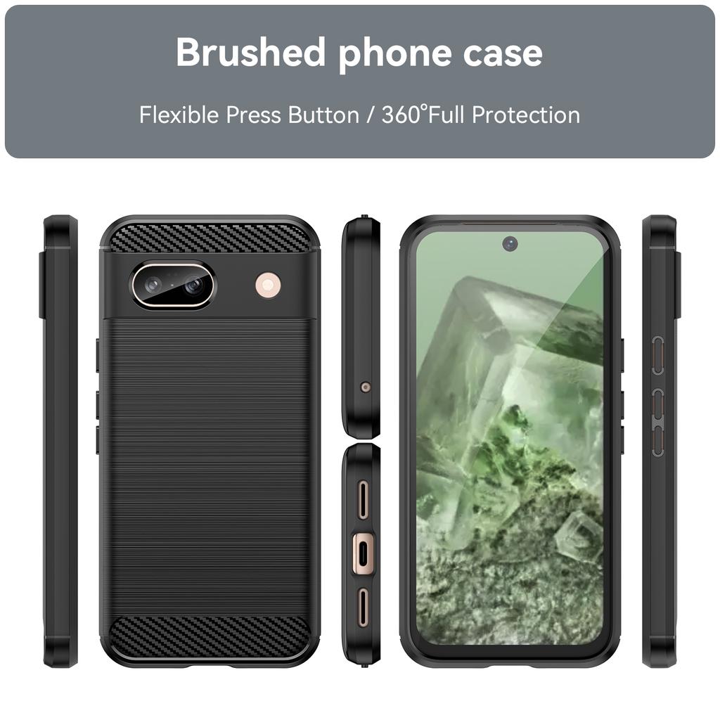 For Google Pixel 8a Case Slim-Fit TPU Cell Phone Cover Carbon Fiber Texture Shell