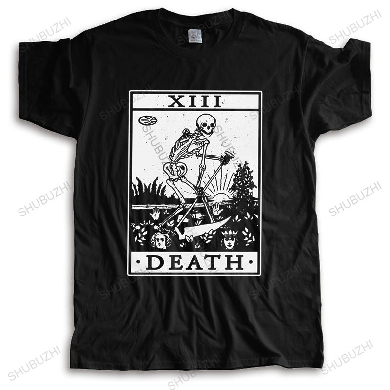 Gorgeous Death Tarot Shirt Major Arcana Halloween Spooky Skeleton Creepy Tshirt Short Sleeve Pure Cotton Tshirt Casual Tee Tops