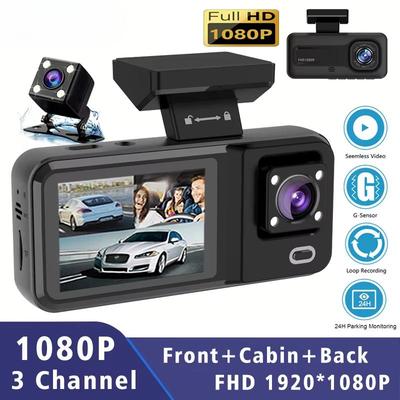 3kanálový 1080p DVR do auta Kabina Mini Dash Cam Interiér Vozidla Třícestná kamera DVR Záznamník Video Registrátor Autokamera Kamera