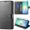 Case for Samsung Galaxy A18 4G/5G, Flip Case Anti-Scratch Synthetic Leather Black - 2 Tempered Glasses