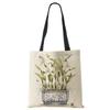 Plant Flowers Shopping Tote Bag Women Canvas Print Shoulder Bag Reusable Harajuku Large Capacity Travel School Handbag CLE