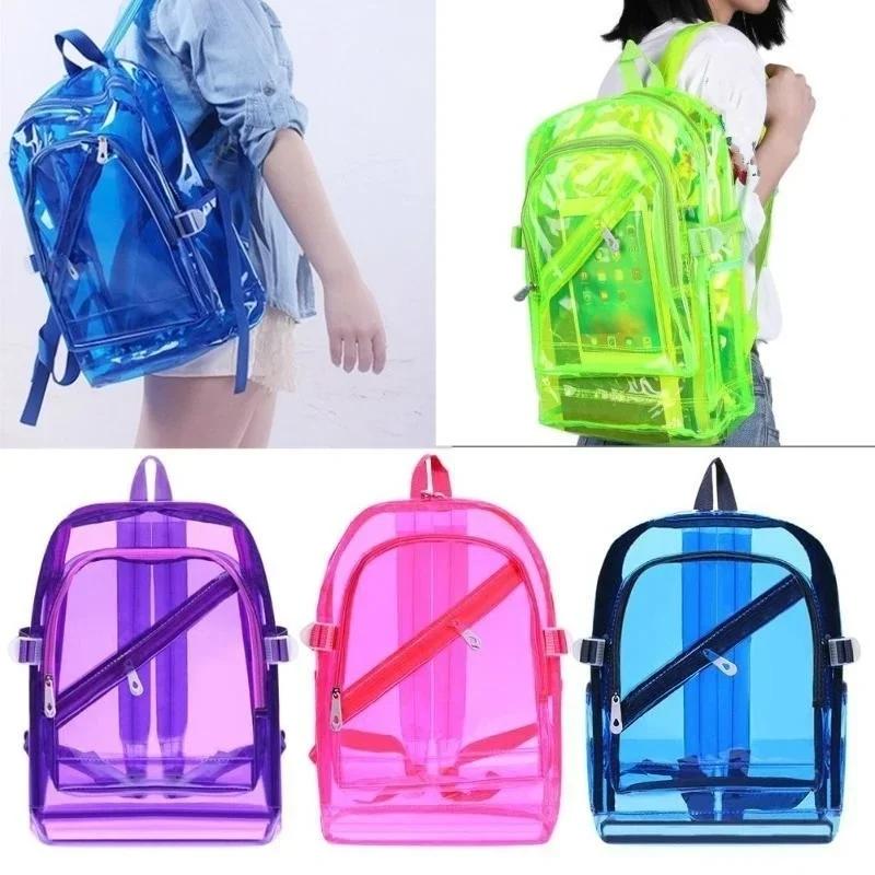 Korean Version of Women's Spring and Summer Plastic Candy Color Transparent PVC Backpack with Jelly for Both Shoulders Wholesale