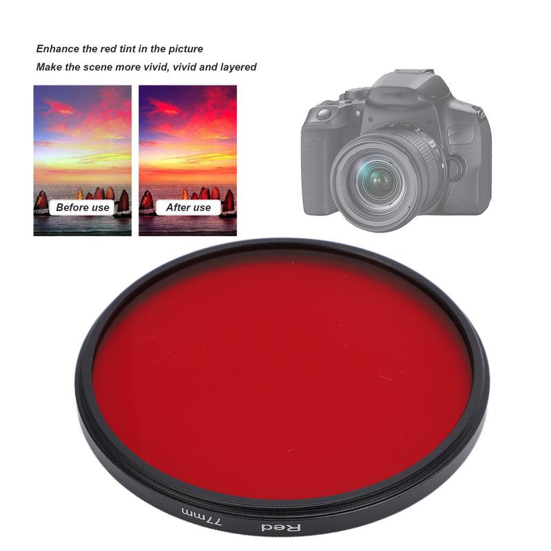 Red Camera Lens Filter High Definition Camera Red Full Color Lens Filter for Nikon DSLR Camera Red Camera Lens Filters for Sony 77mm