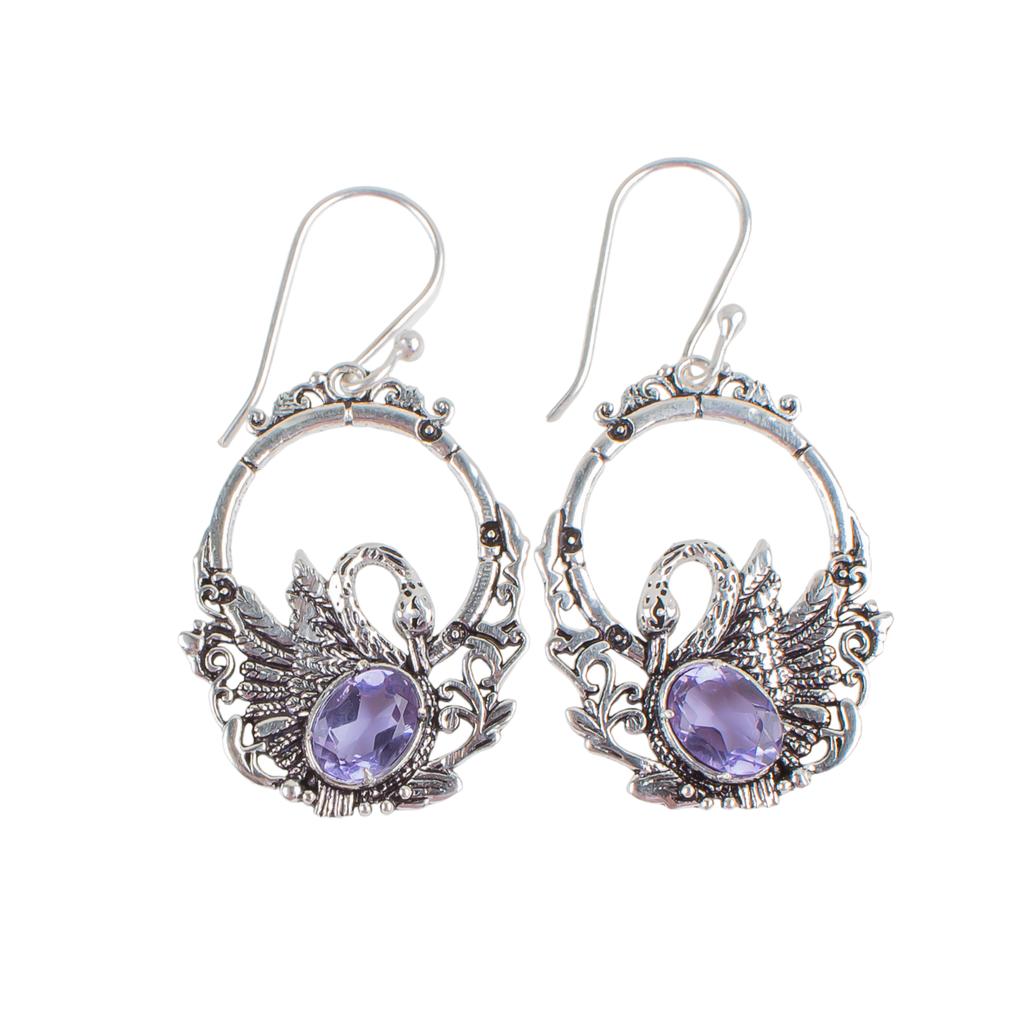 Purple Iolite Gemstone 925 Sterling Silver Jewelry Drop/Dangle Earrings 1.64" CE-2-16