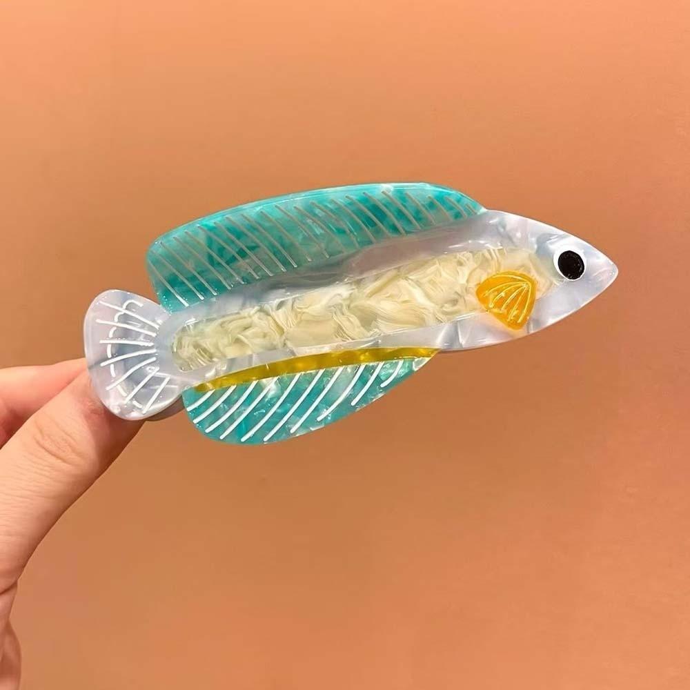 Fish Silver Arowana Shark Clip Acrylic Acetic Acid Hair Claw Personalized Guppy Hair Claw  Beach