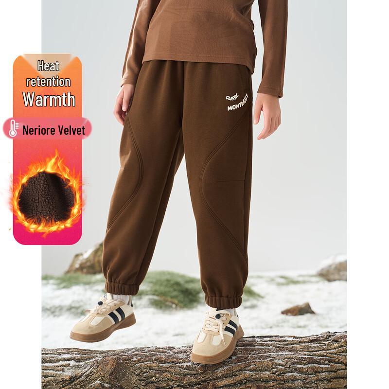 Boy s Winter Fleece-Lined Letter Print Jogger Pants 120