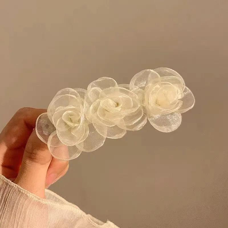 

Fashion Fabric Camellia Flower Hair Clips for Women Sweet Spring Clip Headpiece Wedding Hairpins Korean Hair Accessories белый