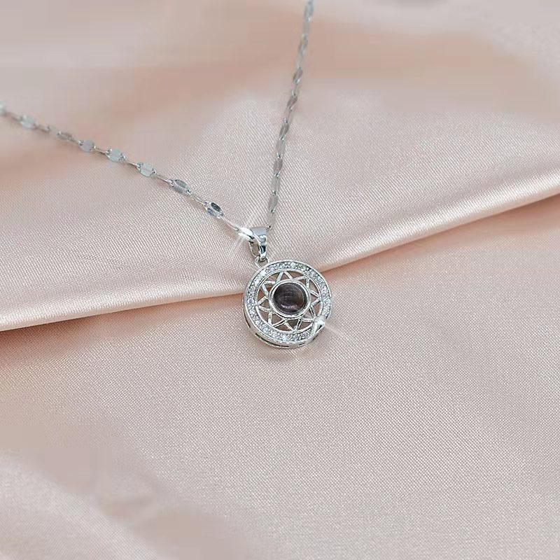 Sun And Moon Attraction Clavicle Chain 100 Kinds I Love You Language Projection Couple Necklace Simple Ladies Jewelry