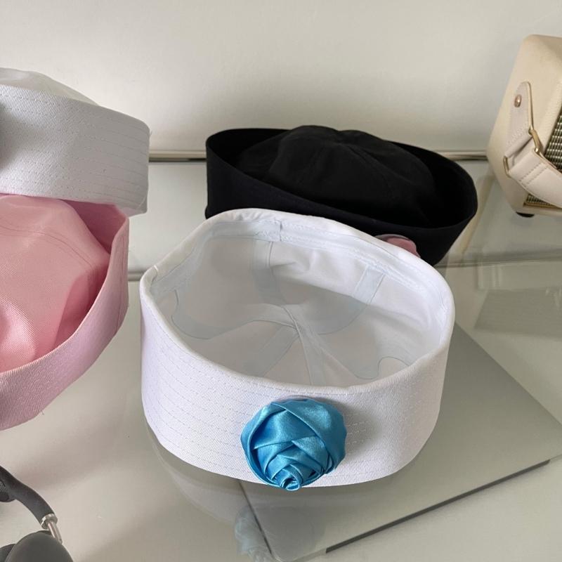 Spring Sunproof Sailor Hat Woman Commutes Captain Hat Camping Taking Photo Sailor Hat with Rose Decals for Girlfriend
