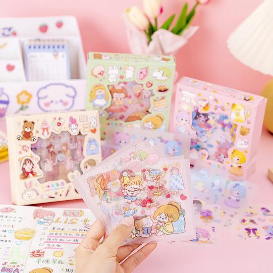 8Pcs Cartoon Sticker Set PET Waterproof Decals for Scrapbooking Laptop Water Bottle Gift Wrapping DIY Craft Kit for Teens Journal Lovers