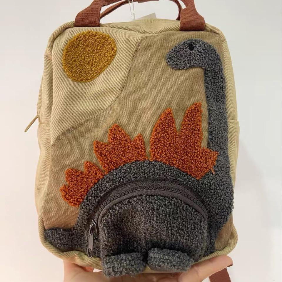 Lightweight Dinosaur Backpack for Kids - Canvas Animal Travel and School Bag