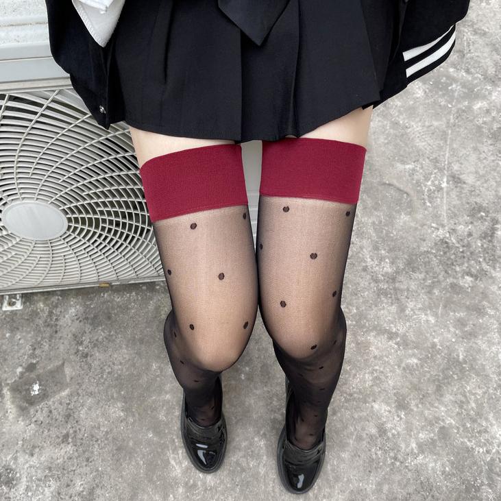 Women's Stockings Dot Printed Transparent Thigh High Stockings Lolita Cute Nylon Stockings for Girls Cosplay Fashion Long Socks