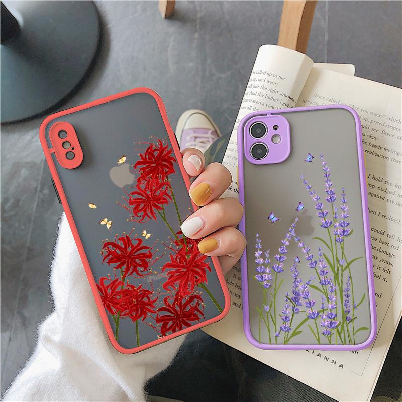 Butterfly Lavender Higan Flower Phone Case For iphone 16 plus 12 13 mini 17 11 15 14 pro max X XR XS Max Shockproof Shell Cover
