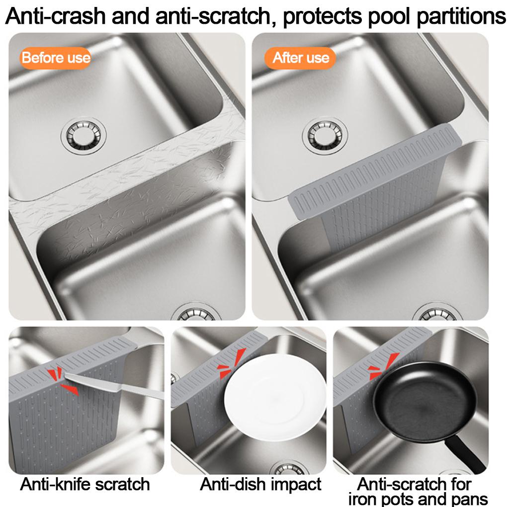 Silicone Sink Saddle Mat Kitchen Sink Protector Divider Mat Heat Resistant Pad Silicone Faucet Mat Drainage Pad Wash Basin Pad