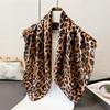 Vintage 70*70Cm Foulard High Quality Silk Leopard Print Headwear Female Accessories Fashion Neckerchief Bandana Hair Wrap Hijab