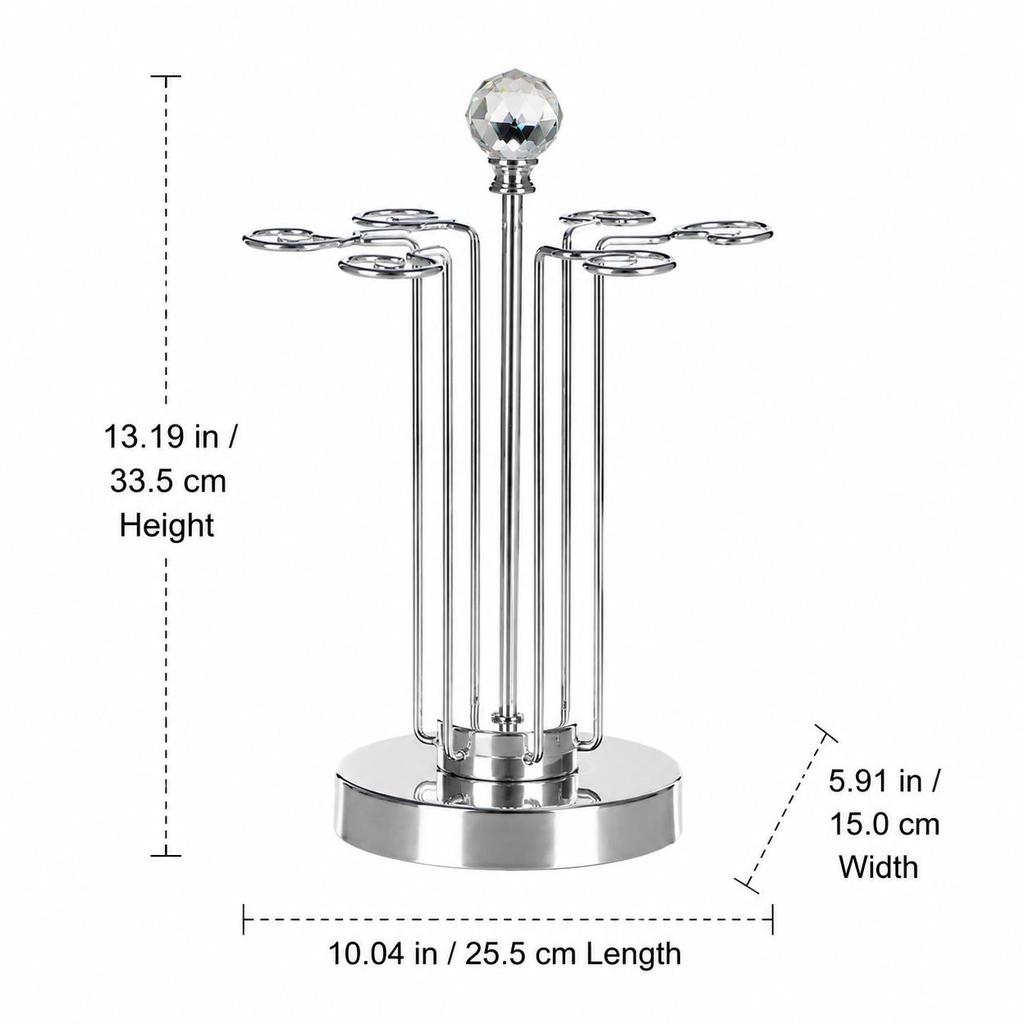 Wine Glass Holder, Metallic Countertop Stemware Rack for 6 Glasses, Home Bar Accessories