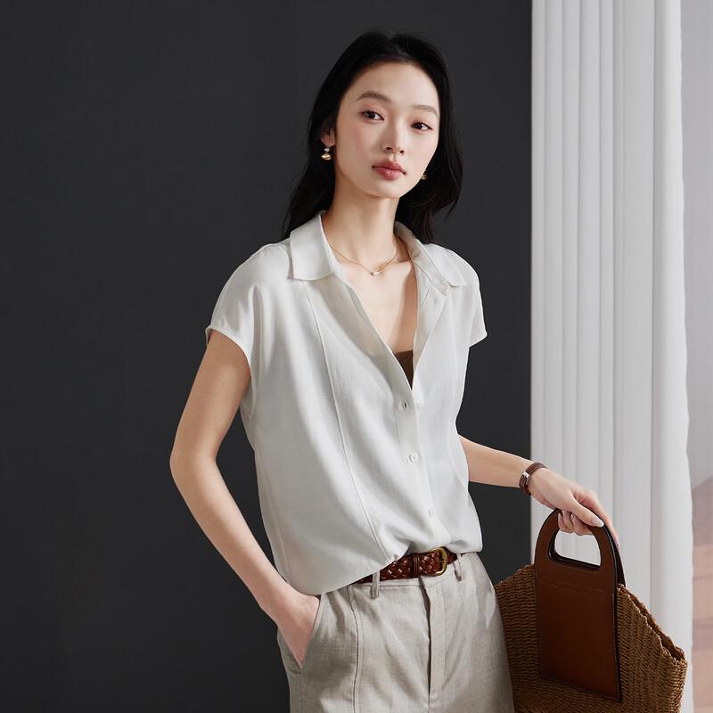 

SOFSIL Women s Linen Blend Lapel Shirt L