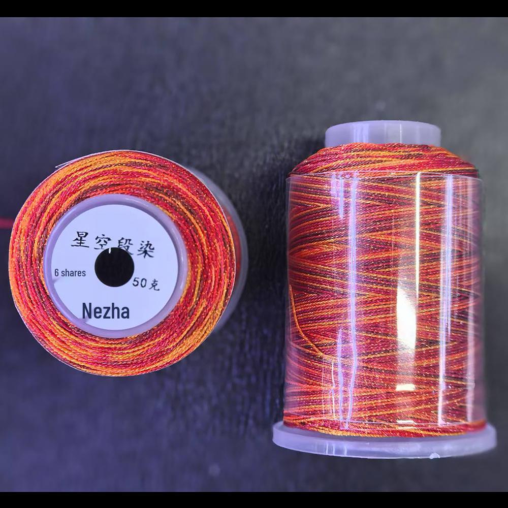 Starry Sky Gradient Yarn: 6-Strand Purple Illusion Tassel for DIY Bracelet & Handmade Weaving Accessories.