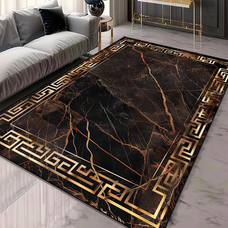 Modern Living Room Decoration Thick Short Plush Area Rug Luxury Marble Pattern Carpet Non-slip Bedroom Lounge Sofa Floor Mat
