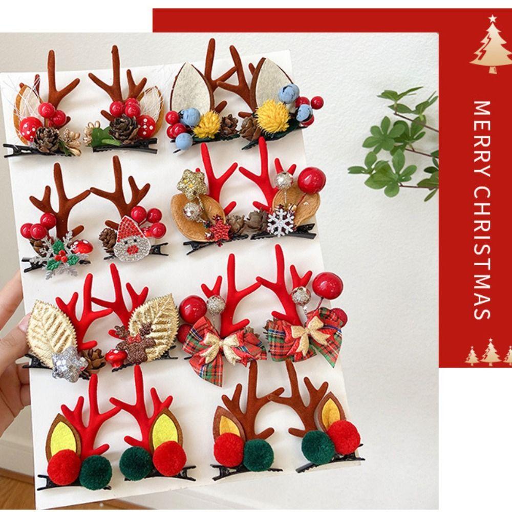 Kawaii Christmas Hair Clips Hair Accessories Cartoon Barrettes Hair Pin Antler Hairpin  Xmas