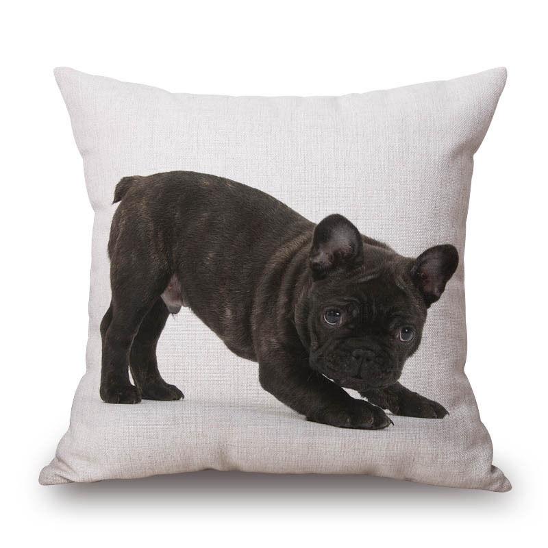 Adorable Cute French Bulldog Pattern Linen Throw Pillow Case For Trendy Home Decor