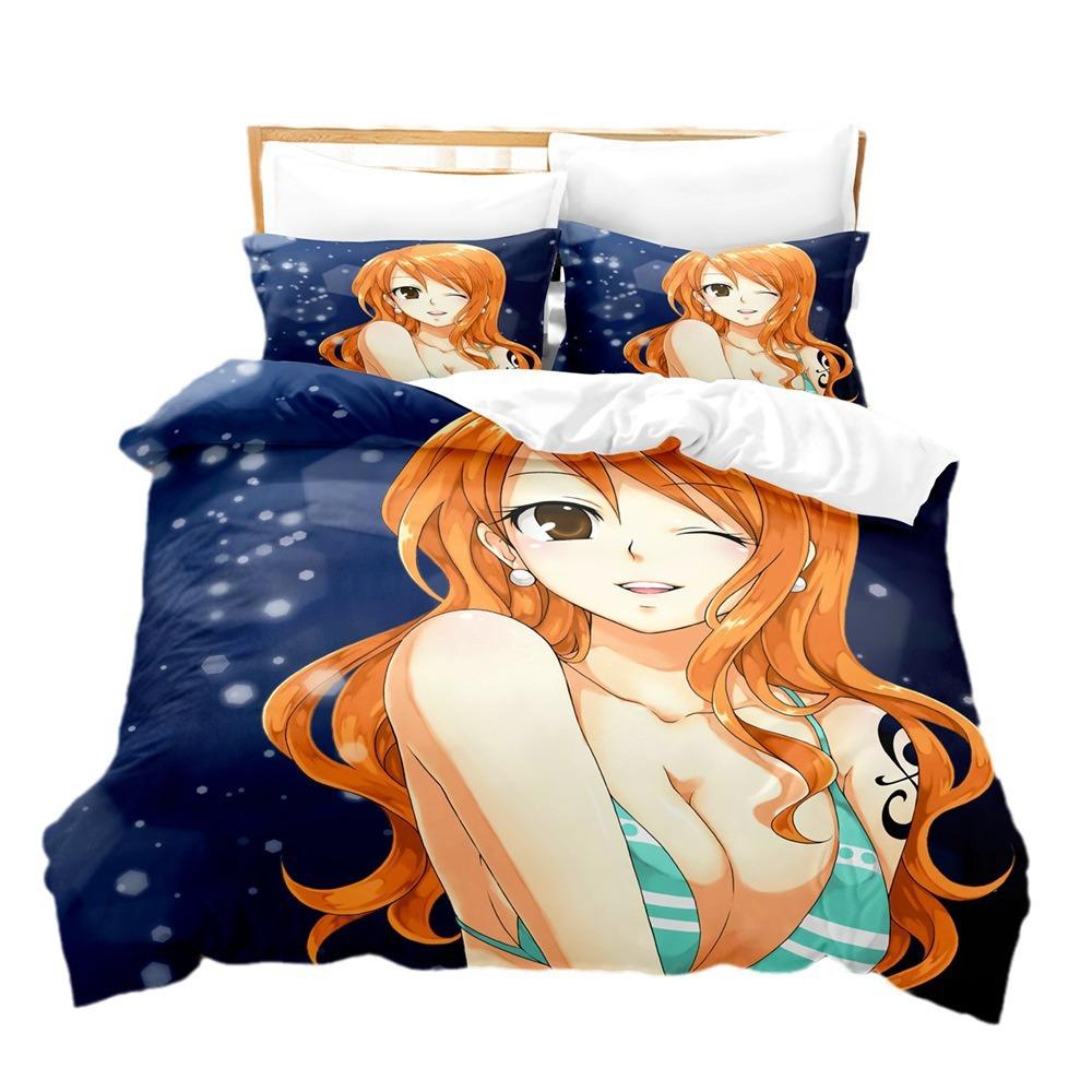 One Piece Series Quilt Cover Pillowcase, Home Textile 3D Digital Printing Three-Piece Set