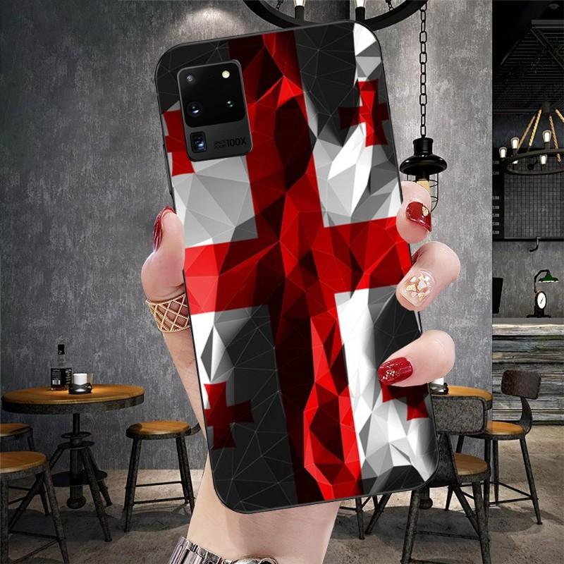 Georgia Flag Phone Case For Samsung Galaxy S6 S7 S8 S9 S10 S21 S22 Plus Ultra Soft Black Phone Cover